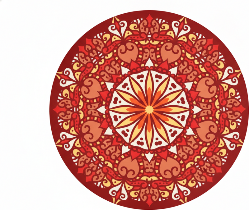 Tapete vinílico vermelho mandala ornamental colorida - TenStickers