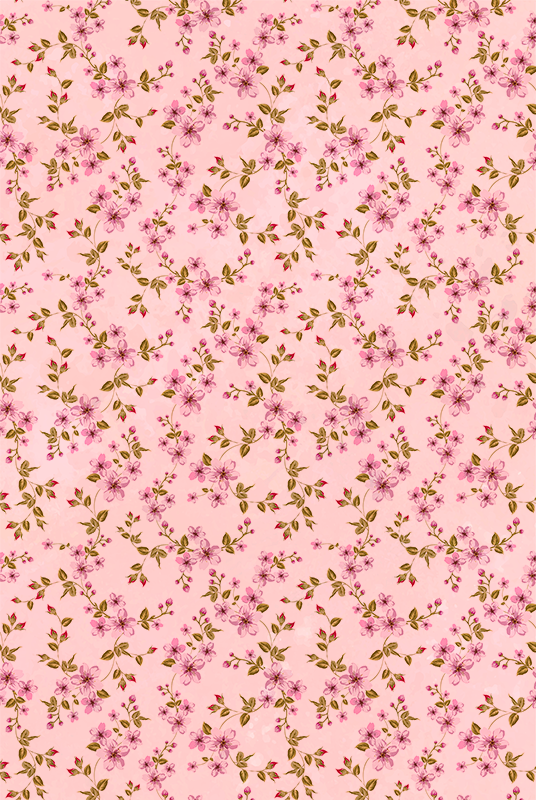 Tapete vinílico rosa flores aquareladas rosa - TenStickers