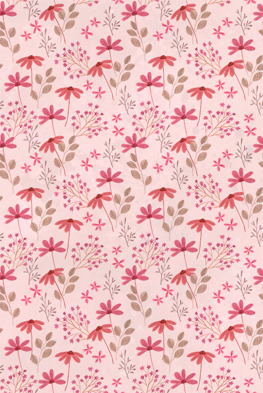 Tapete vinílico rosa com pequenas flores rosas - TenStickers