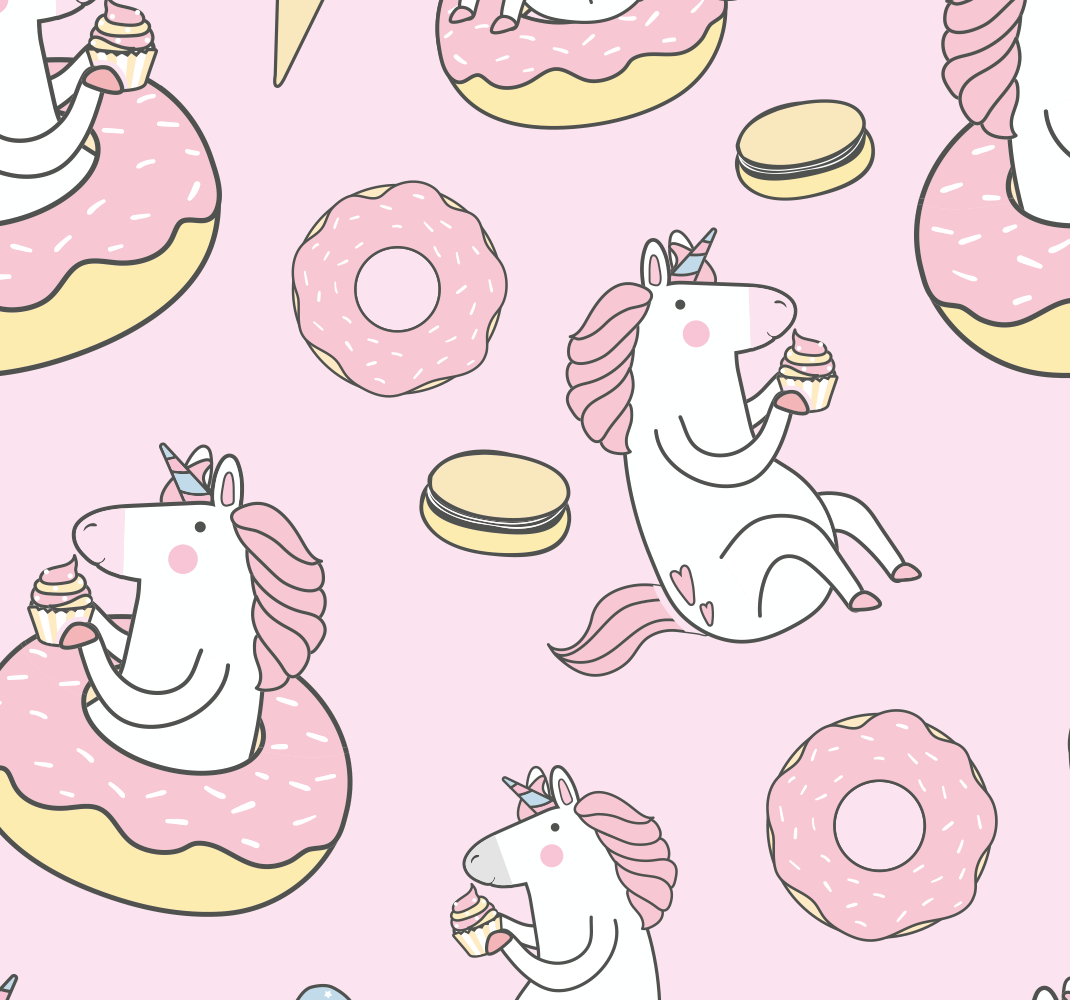 Tapete vinílico rosa papel de parede unicórnio rosa - TenStickers