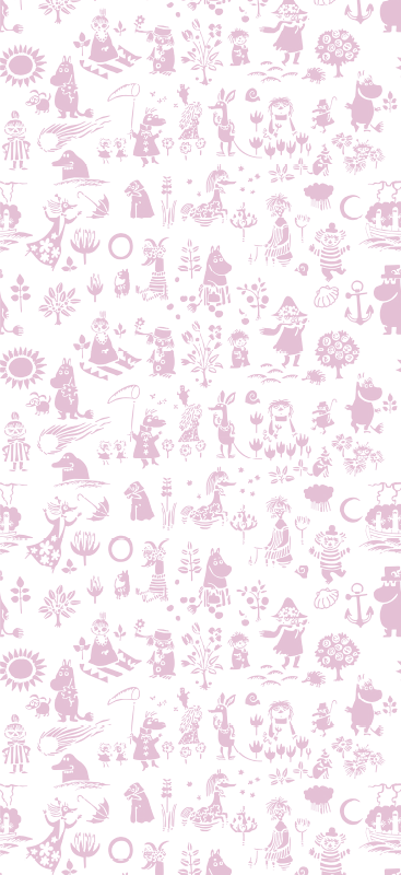 Tapete vinílico rosa moomin em fundo completo - TenStickers
