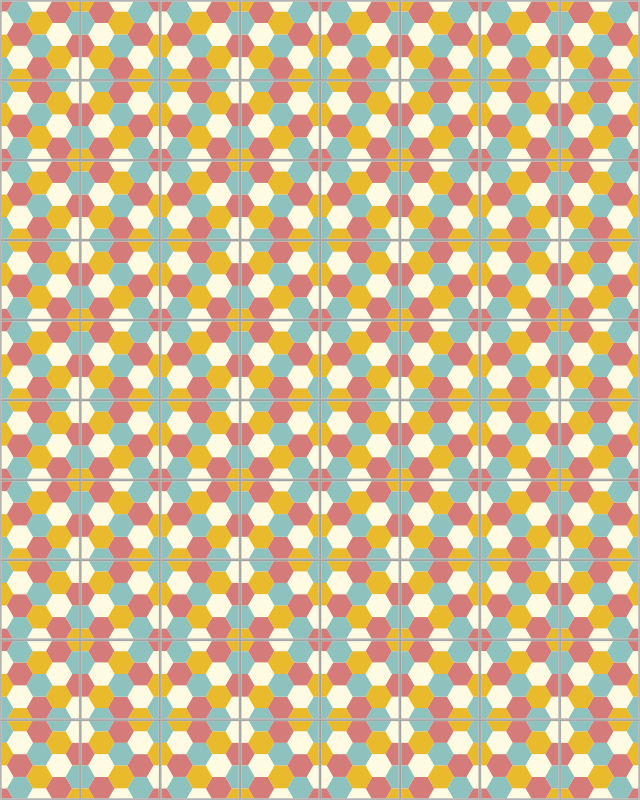 Tapete de vinil geométrico hexágonos coloridos - TenStickers