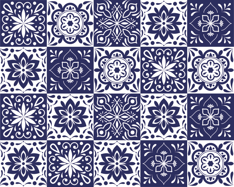 Impressionante tapete de vinil azulejos florais - TenStickers