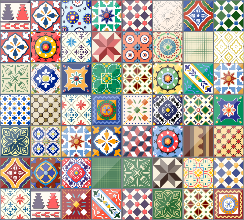 Tapete de vinil quadrados coloridos - TenStickers