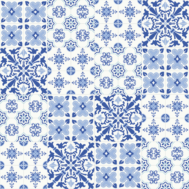 Tapete de vinil para a sala de estar Azulejos portugueses - TenStickers