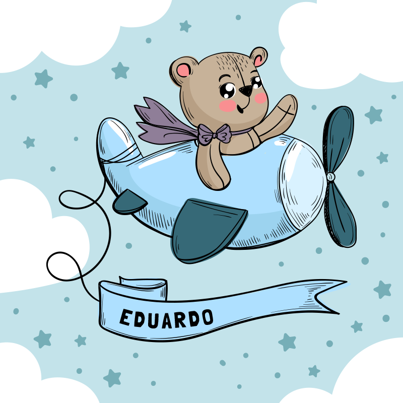 Tapete de vinil personalizado para crianças Urso a voar - TenStickers