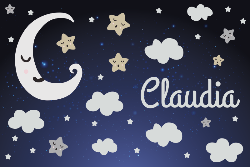 Tapete de vinil para quarto de bebé noite com nome - TenStickers