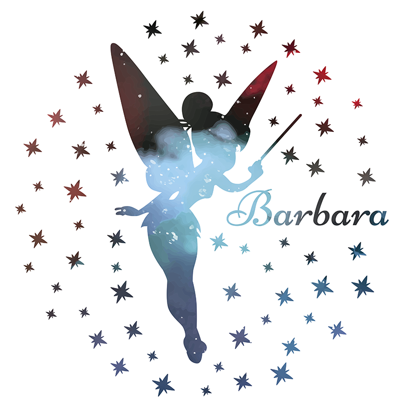 Tapete vinil com nome silhueta de Fada Personalizável - TenStickers