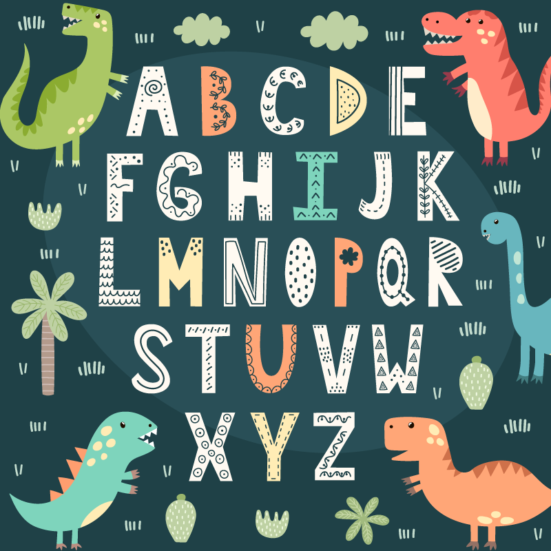 Tapete de vinil de alfabeto de dinossauro - TenStickers