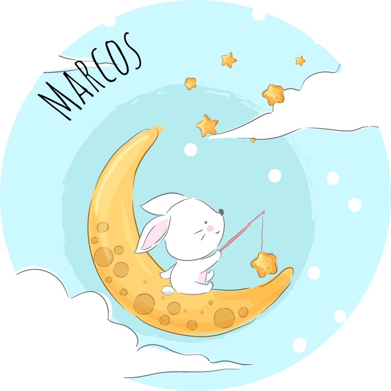 Tapete de vinil personalizável com lua e estrelas - TenStickers