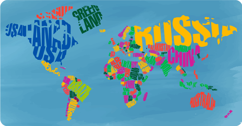 Tapete de vinil mapa mundo com nomes de países - TenStickers