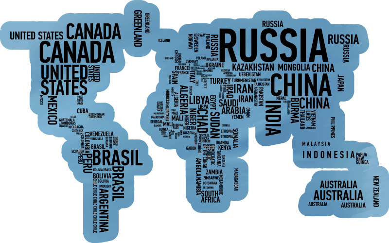 Deslumbrante tapete de vinil de mapa do mundo com nomes de países - TenStickers