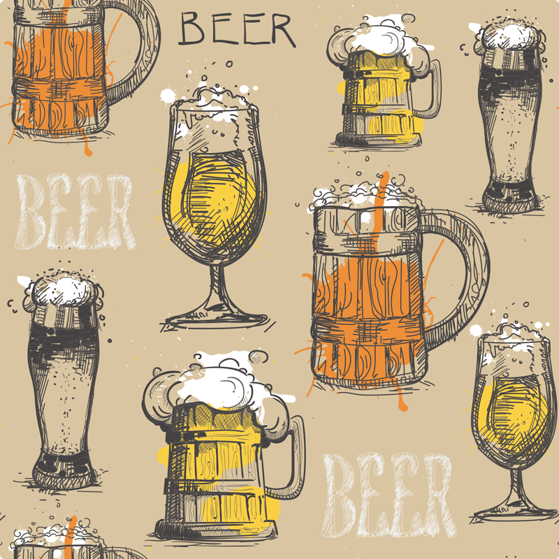 Tapete de vinil vintage - copos de cerveja - TenStickers