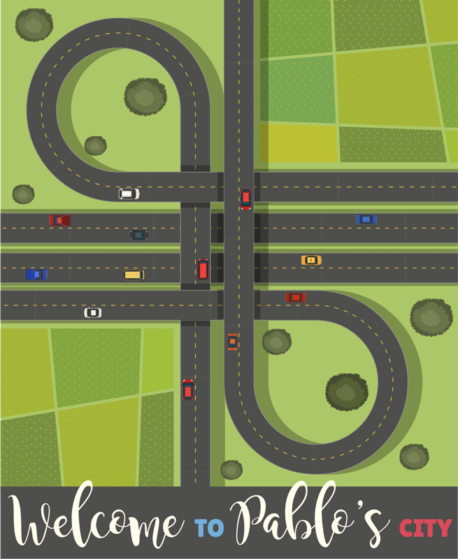 Tapete de vinil infantil cidade com nome - TenStickers