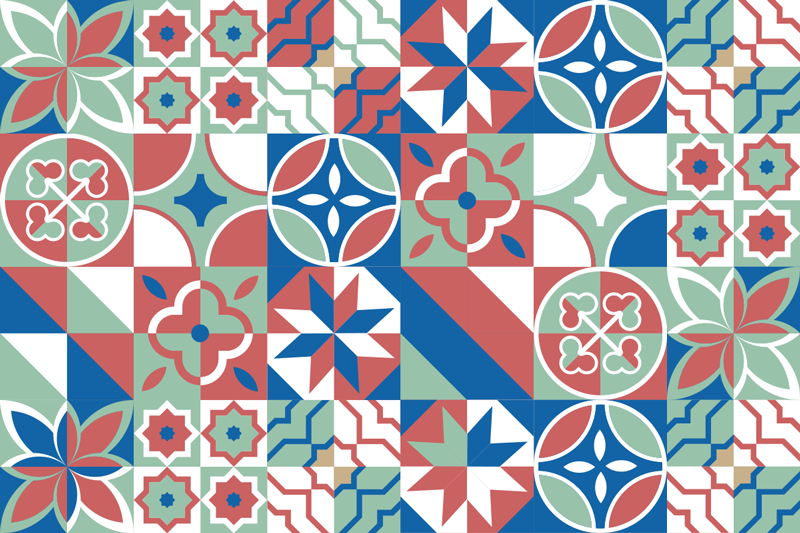 Tapete de vinil de cozinha azulejos padronizados - TenStickers