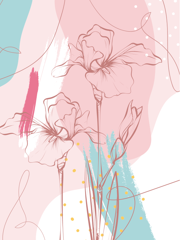 Tapete vinílico flores e plantas padrões florais abstratos - TenStickers