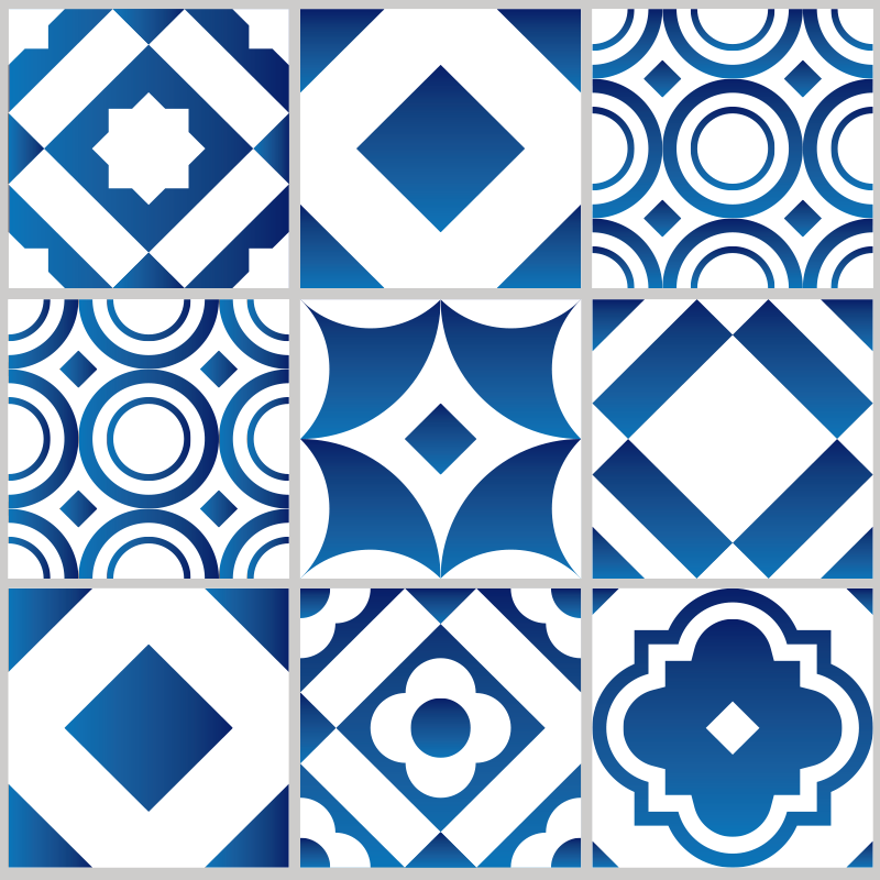 Tapete de vinil para cozinha azulejos azuis - TenStickers