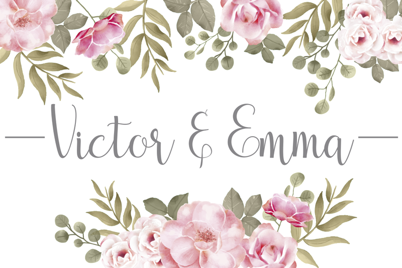 Tapete vinílico com nome floral personalizado - TenStickers