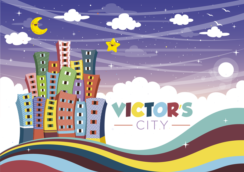 Tapete vinílico com nome arco-íris da paisagem urbana - TenStickers