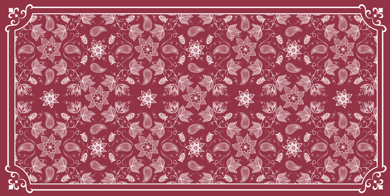 Belo paisley flores vinil tapete da sala de estar - TenStickers