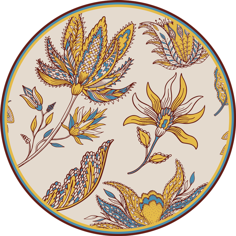 Tapete vinílico flores e plantas elegância floral ornada - TenStickers