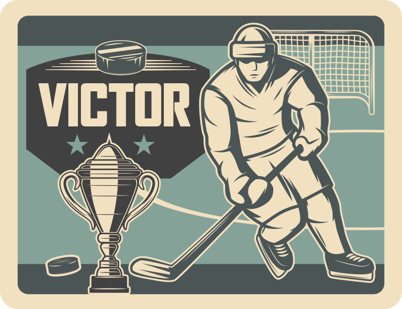 Jogador de hóquei com tapete de vinil infantil - TenStickers