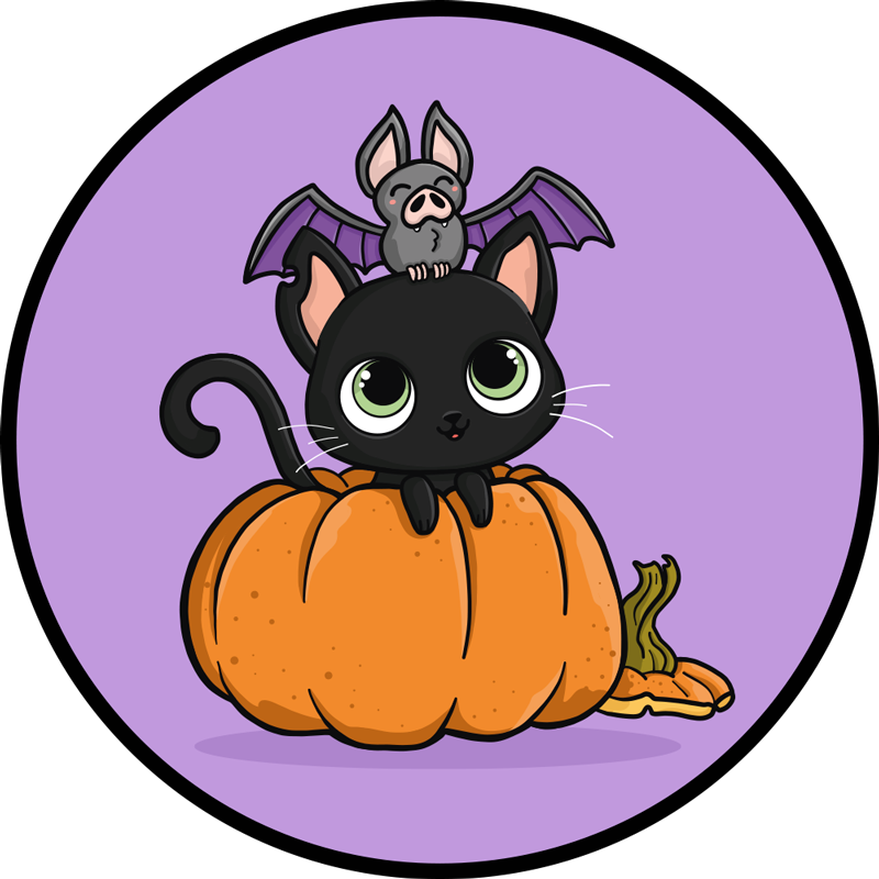 Tapete vinílico halloween gato morcego do dia das bruxas - TenStickers