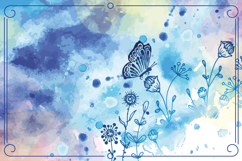 Tapete vinílico flores e plantas elegância floral aquarela - TenStickers