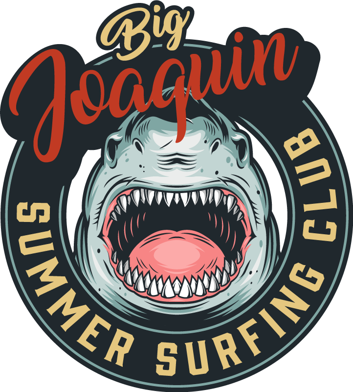 Tapete vintage com logotipo de big shark animal - TenStickers