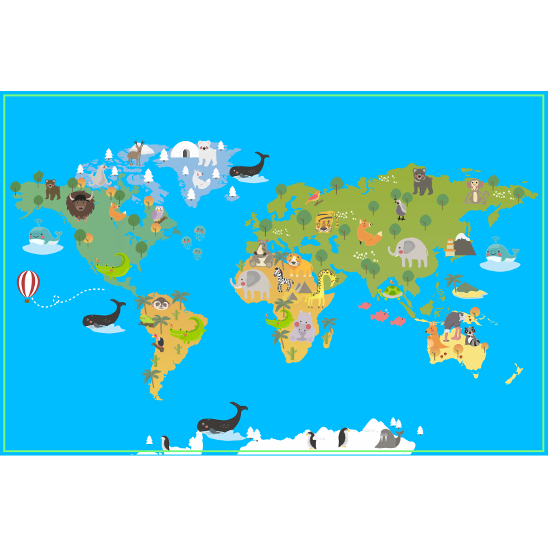 Tapete vinílico de mapa mundial mundo educacional - TenStickers