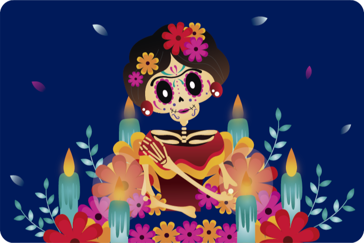 Tapete vinílico halloween esqueleto festivo - TenStickers