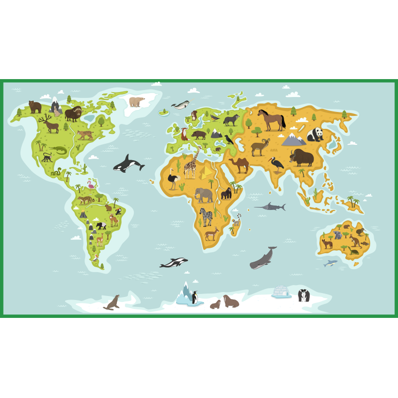 Tapete azul do mapa do mundo vintage - TenStickers