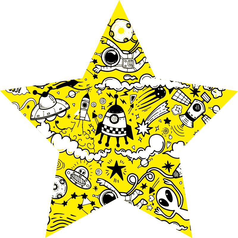 Tapete vinílico infantis estrela alienígena doodle - TenStickers