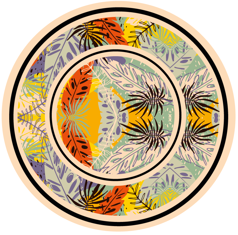 Tapete vinílico flores e plantas motivo circular botânico - TenStickers