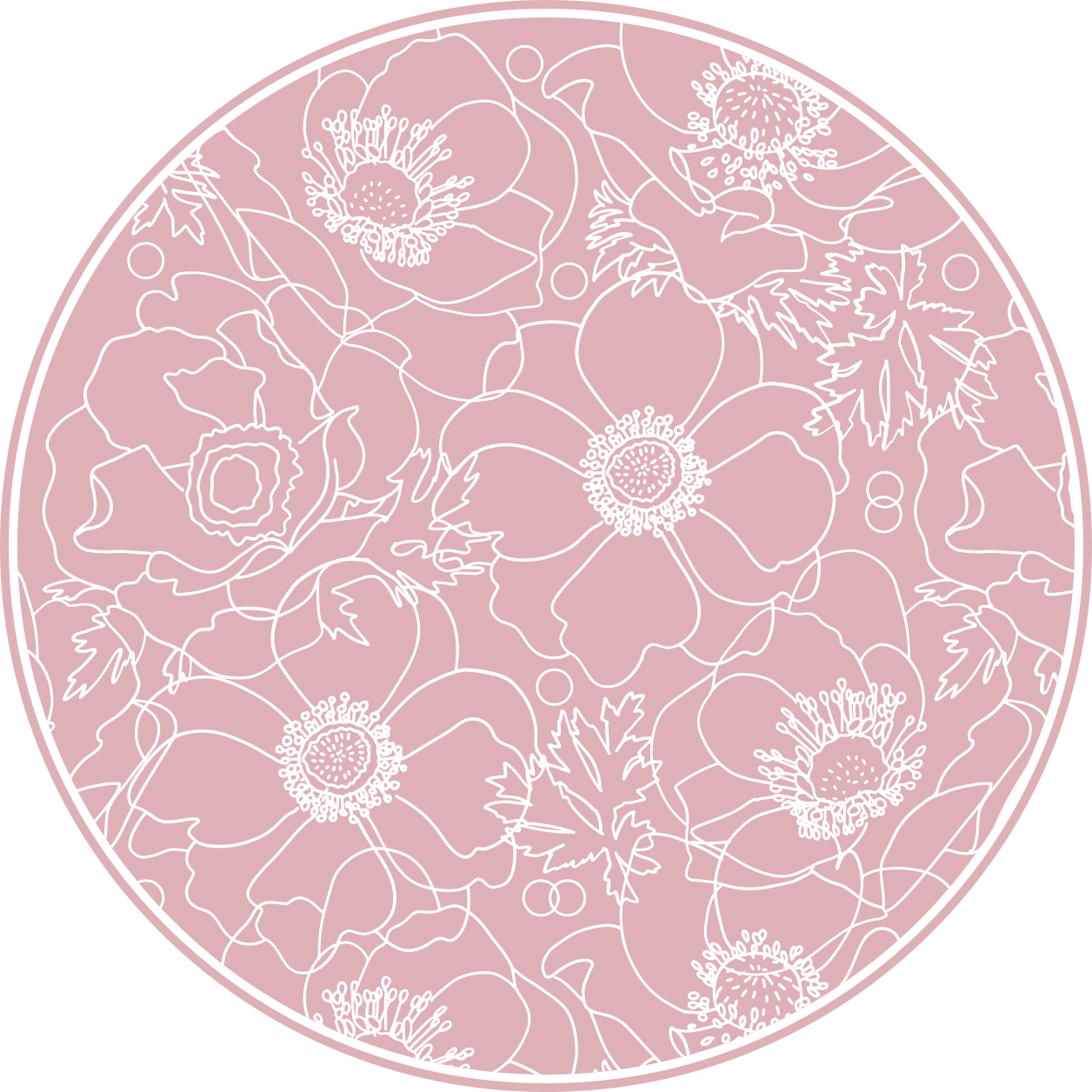 Tapete vinílico flores e plantas motivo de contorno floral - TenStickers