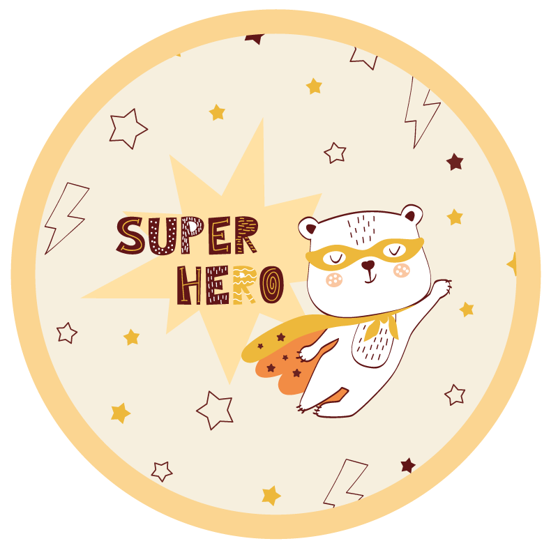 Tapete vinílico infantis urso super-herói - TenStickers