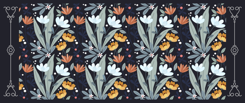 Tapete vinílico flores e plantas padrão de arranjo floral - TenStickers