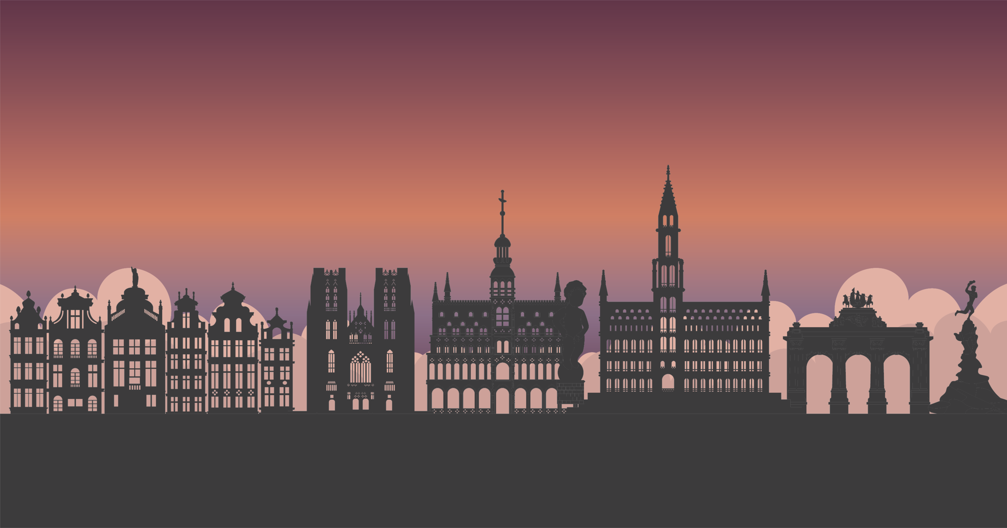 Tapete vinílico de mapa mundial horizonte de silhueta - TenStickers