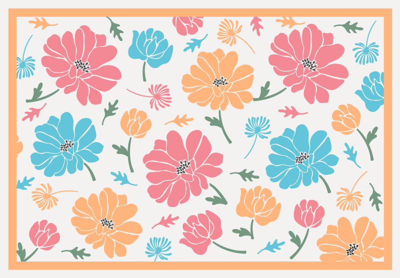 Tapete de vinil floral com flores coloridas - TenStickers