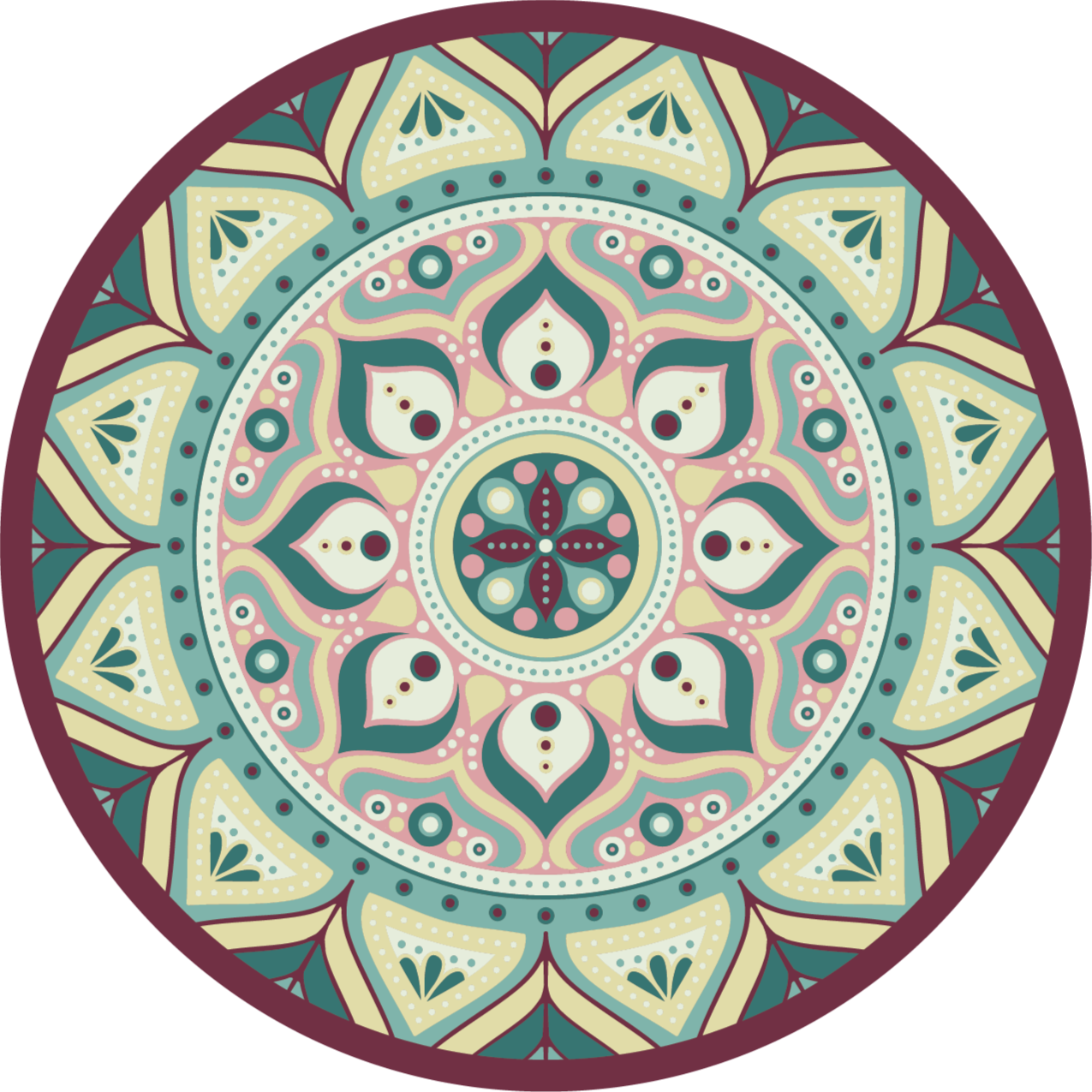 Mandala de tapete redondo de vinil multicolor - TenStickers