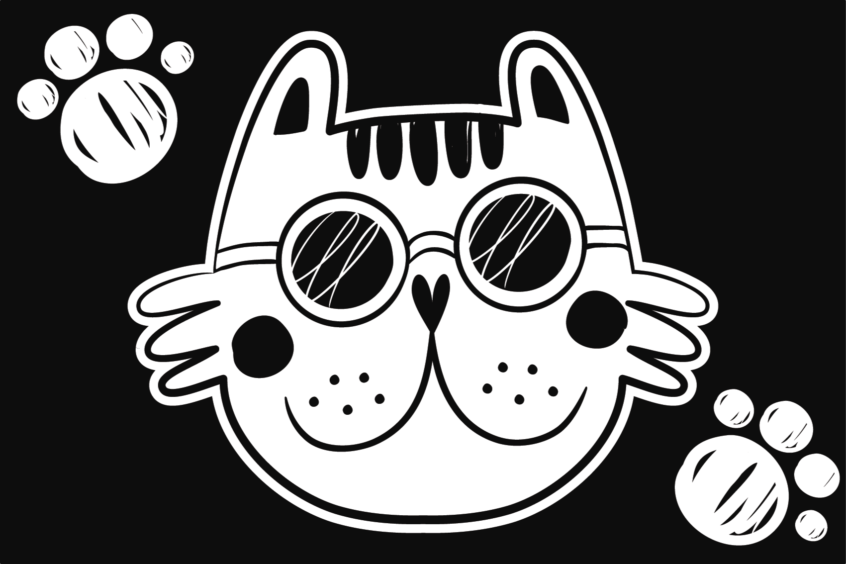Tapete vinílico infantis ilustração de gato cartoon - TenStickers
