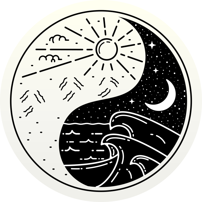 Tapete moderno de sol e lua yin yang - TenStickers