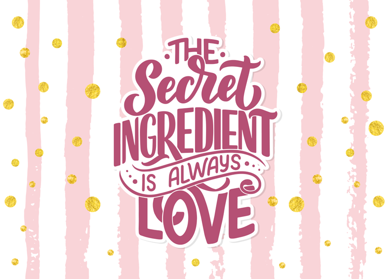 Tapete vinílico frases e textos ingrediente secreto amor - TenStickers