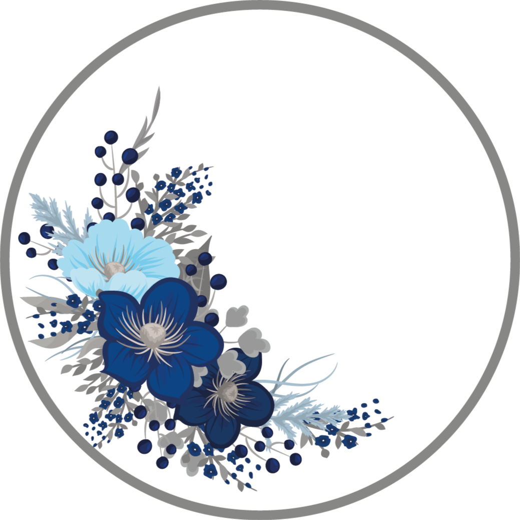 Tapete floral com grinalda de flor azul - TenStickers