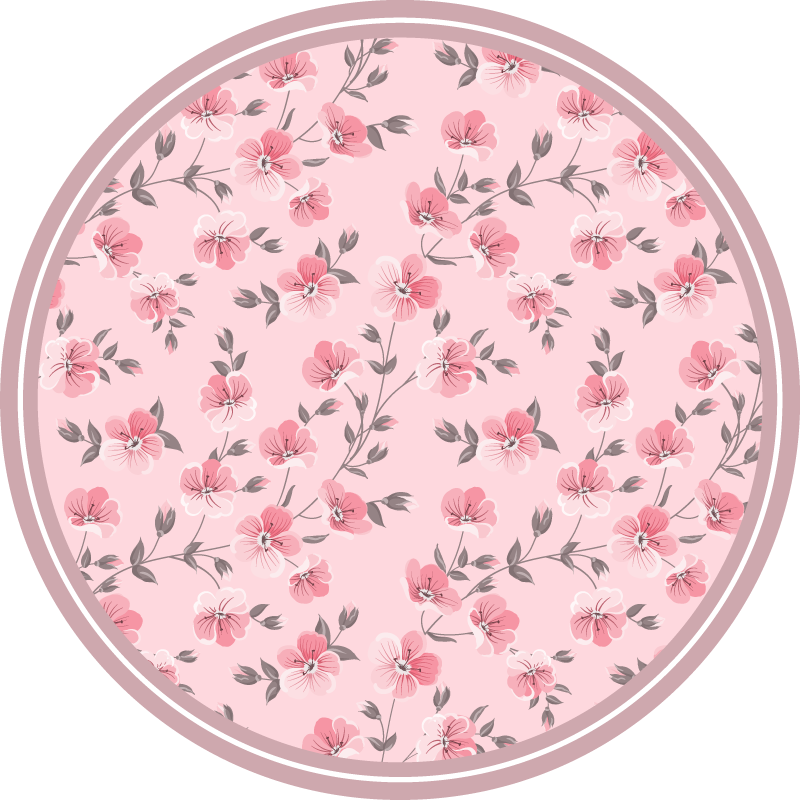 Tapete vinílico flores e plantas desenho de círculo floral - TenStickers