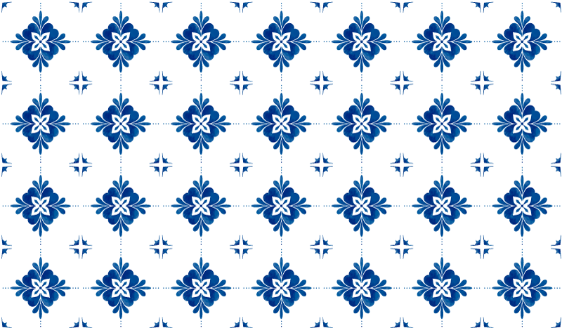 Tapete vinílico azulejos motivo floral azul - TenStickers