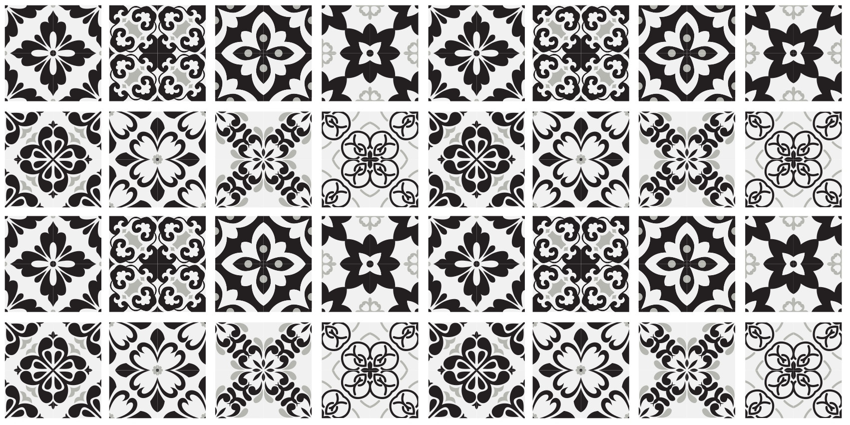 Tapete moderno de azulejos preto e branco - TenStickers