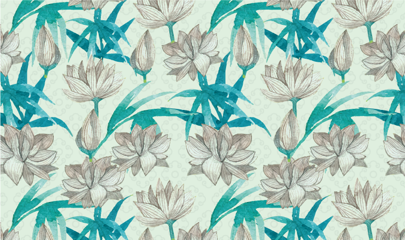 Tapete vinílico flores e plantas tons pastéis florais - TenStickers