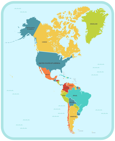 America no centro do tapete do mapa do mundo - TenStickers