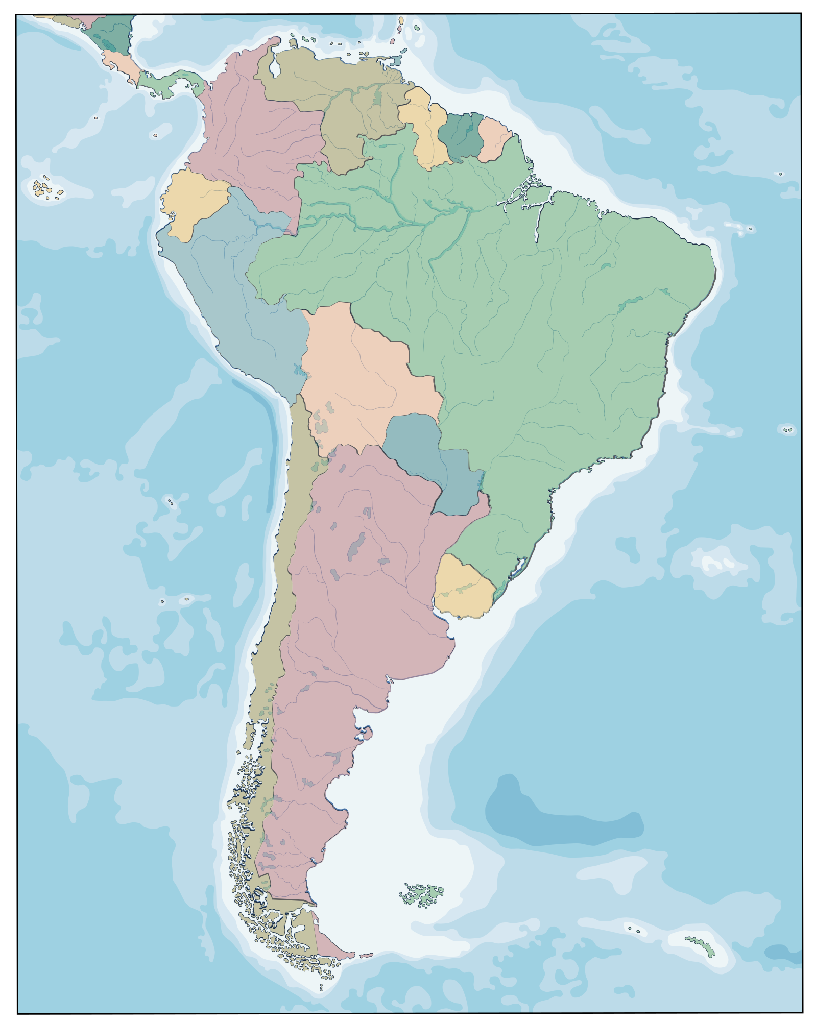 Tapete vinílico de mapa mundial ilustração cartográfica - TenStickers